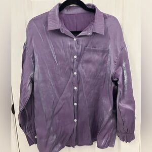 Purple Iridescent Button Down Shirt, Sz L